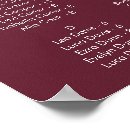 Boho Chic Bourgogne Rood Afbeelding Zitkaart Poster (Hoek)