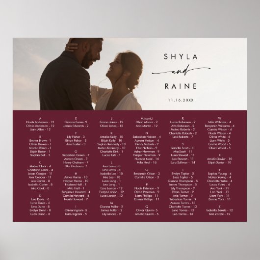 Boho Chic Bourgogne Rood Afbeelding Zitkaart Poster (Voorkant)