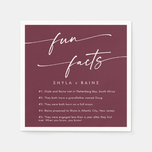 Boho Chic Bourgogne Rood Bruiloft Fact Servetten (Voorkant)