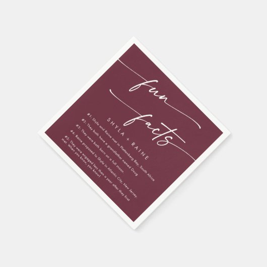 Boho Chic Bourgogne Rood Bruiloft Fact Servetten (Hoek)