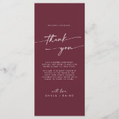 Boho Chic Bourgogne Rood Dank u Plaats Kaart (Voorkant)