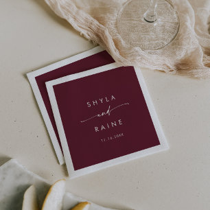 Boho Chic Bourgogne Rood Monogram Bruiloft servett Servet