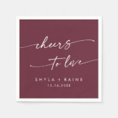 Boho Chic Bourgogne Rood Proost op Liefde Bruiloft Servet (Voorkant)