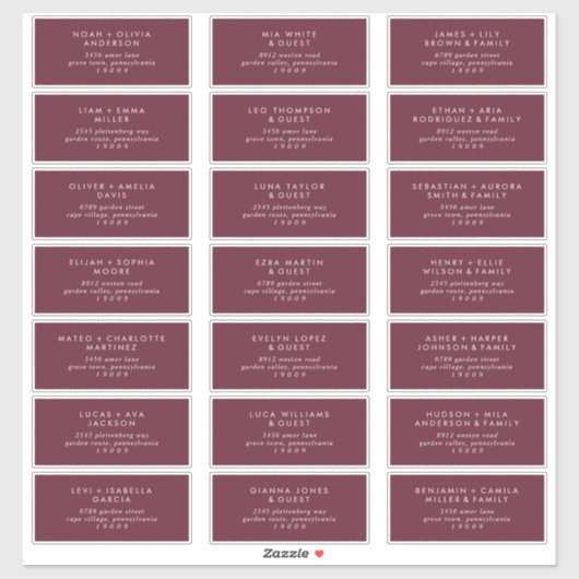 Boho Chic Bourgondië Rode Gast Adresetiketten Sticker (Vel)