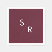 Boho Chic Bourgondische rode monogram servetten (Voorkant)