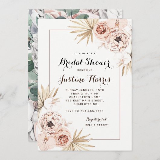 Boho Chic Bridal Shower-uitnodiging Kaart (Voorkant / Achterkant)