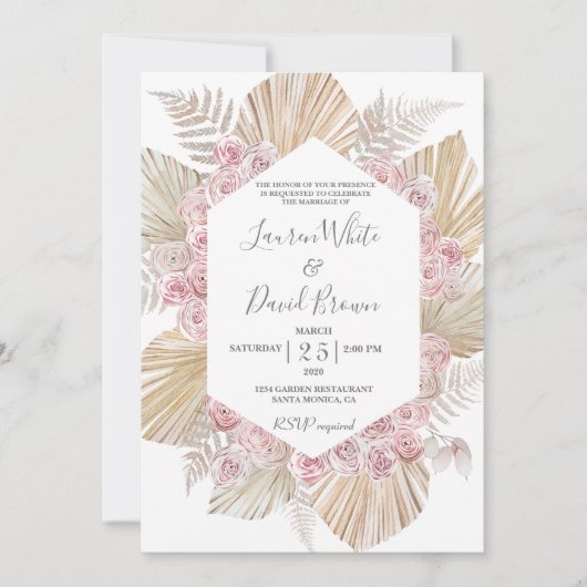 Boho chic bruiloft kaart (Voorkant)