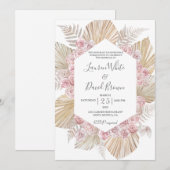 Boho chic bruiloft kaart (Voorkant / Achterkant)