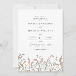 Boho-chic bruiloft met bloemen kaart