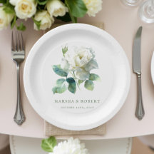 Boho Chic Bruiloft Waterverf Witte Roos Minimalist