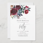 Boho Chic Burgundy and Navy 50th Birthday Party Kaart (Voorkant)