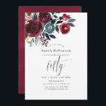 Boho Chic Burgundy and Navy 50th Birthday Party Kaart<br><div class="desc">Trendy burgundy - marsala en marvy blue Boho 50th verjaardagsfeestjes met handschrift-typografie die snel en eenvoudig aan uw evenementspecificaties kunnen worden aangepast.</div>