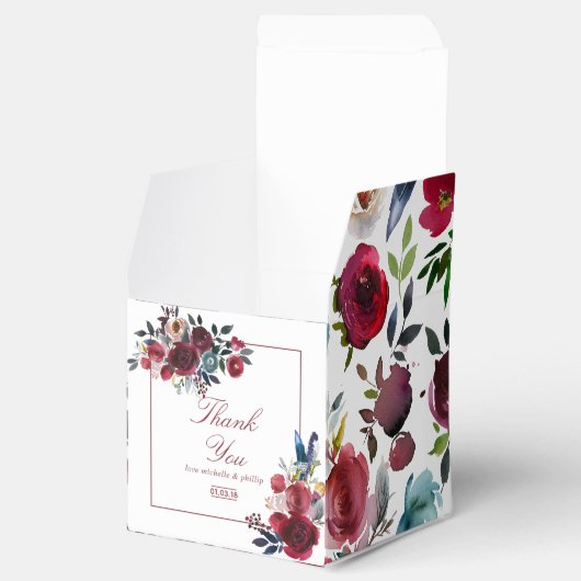 Boho Chic Burgundy and Navy Autumn Fall Wedding Bedankdoosjes (Geopend)