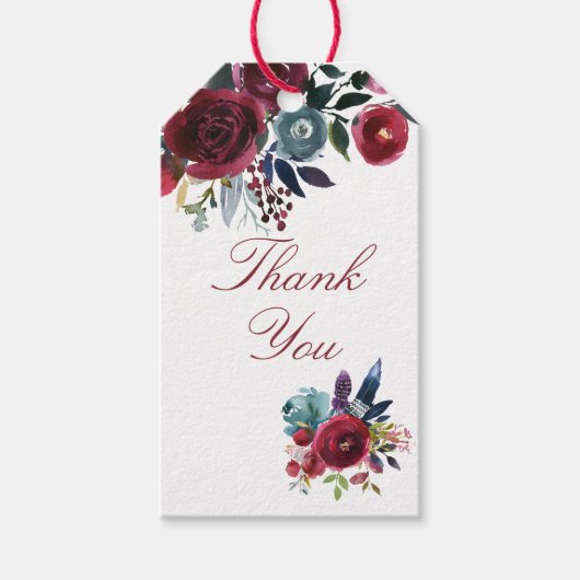Boho Chic Burgundy and Navy Autumn Fall Wedding Cadeaulabel (Voorkant)