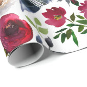 Boho Chic Burgundy and Navy Autumn Fall Wedding Cadeaupapier (Rol Hoek)