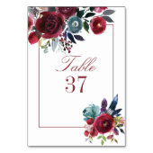 Boho Chic Burgundy and Navy Autumn Fall Wedding Kaart (Achterkant)