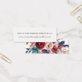 Boho Chic Burgundy and Navy Autumn Fall Wedding Mini Visitekaartjes