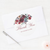 Boho Chic Burgundy and Navy Autumn Fall Wedding Ronde Sticker (Envelop)