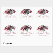 Boho Chic Burgundy and Navy Autumn Fall Wedding Ronde Sticker (Vel)
