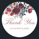 Boho Chic Burgundy and Navy Autumn Fall Wedding Ronde Sticker<br><div class="desc">Trendy Boho Wedding bevoordeelt stickers die aan uw gebeurtenisspecificaties kunnen worden aangepast.</div>