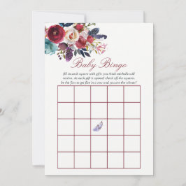Boho chic burgundy and navy Baby Bingo
