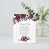 Boho chic burgundy and navy Baby shower Bedankt Kaart (Staand voorkant)