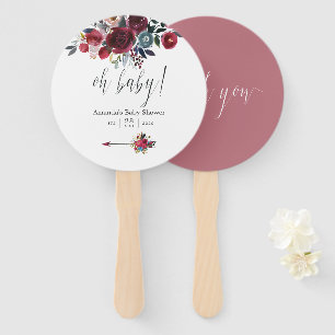 Boho Chic burgundy and navy floral Baby shower Handwaaier