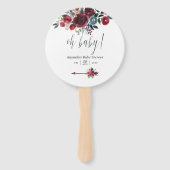 Boho Chic burgundy and navy floral Baby shower Handwaaier (Voorkant)