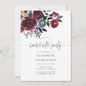 Boho Chic Burgundy and Navy floral Bachelorette Kaart (Voorkant)