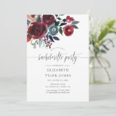 Boho Chic Burgundy and Navy floral Bachelorette Kaart (Staand voorkant)