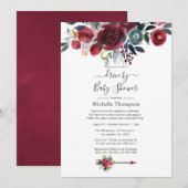 Boho Chic Burgundy and Navy Floral drive by Shower Kaart (Voorkant / Achterkant)