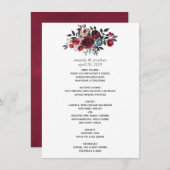 Boho Chic Burgundy and Navy floral Wedding Menu (Voorkant / Achterkant)