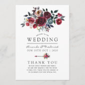 Boho Chic Burgundy and Navy floral Wedding Programmakaart (Voorkant)