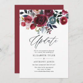 Boho Chic Burgundy and Navy floral Wedding Update Kaart