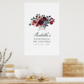 Boho Chic Burgundy and Navy floral Welcome Poster (Keuken)
