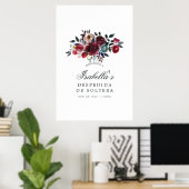 Boho Chic Burgundy and Navy floral Welcome Poster (Thuiskantoor)