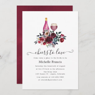 Boho Chic Burgundy and Navy Wine Tasting Invitatio Kaart