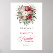 Boho Chic Burgundy Blush Bridal Shower Welcome Poster (Voorkant)
