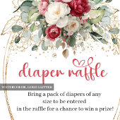 Boho Chic Burgundy Blush Diaper Raffle Card Informatiekaartje