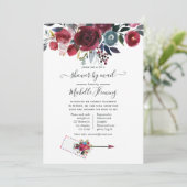 Boho Chic Burgundy en Navy Baby shower van Mail Kaart (Staand voorkant)