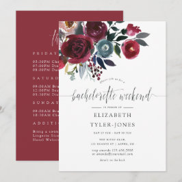 Boho Chic Burgundy en Navy Bachelorette Weekend Kaart