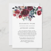 Boho Chic Burgundy en Navy Gereduceerde Gastlijst Aankondiging (Voorkant)