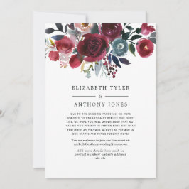 Boho Chic Burgundy en Navy Gereduceerde Gastlijst Aankondiging