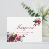 Boho Chic Burgundy en Navy Herfst Huwelijk Kaart (Staand voorkant)