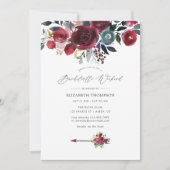 Boho Chic Burgundy en Navy vrijgezellenfeest Kaart (Voorkant)