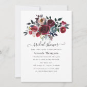 Boho Chic Burgundy & Navy floral Brunch en Bubble Kaart (Voorkant)