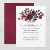 Boho Chic Burgundy & Navy floral Brunch en Bubble Kaart (Voorkant / Achterkant)