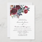 Boho Chic Burgundy & Navy floral Rehearsal Dinner Kaart (Voorkant)