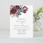 Boho Chic Burgundy & Navy floral Rehearsal Dinner Kaart (Staand voorkant)