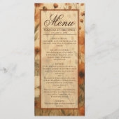 Boho Chic Burnt Sienna Waterverf Bloemen Bruiloft Menu (Voorkant)